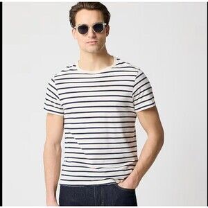 J Crew Factory Mens Slim-Washed In Deck Stripe T-Shirt M Cotton Casual Nautical
